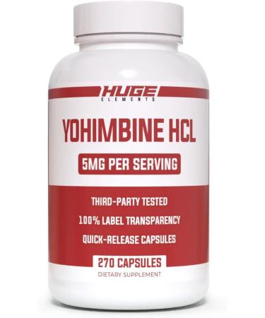 Huge Supplements Yohimbine HCl 5mg Third Party Tested Advanced Performance Formula 270 Veg Capsules