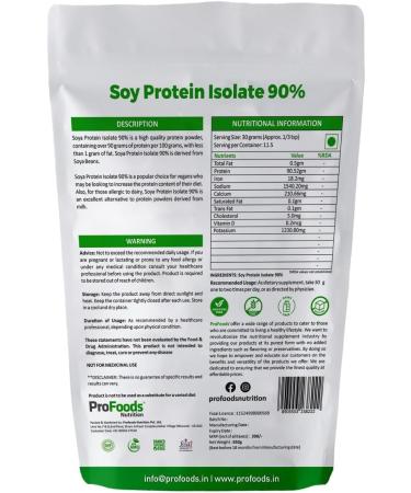 Pro.foods Soy Protein Isolate 90% Powder (350 Grams) Vegan friendly protein source (Unflavoured) - Buy Online on GoSupps.com