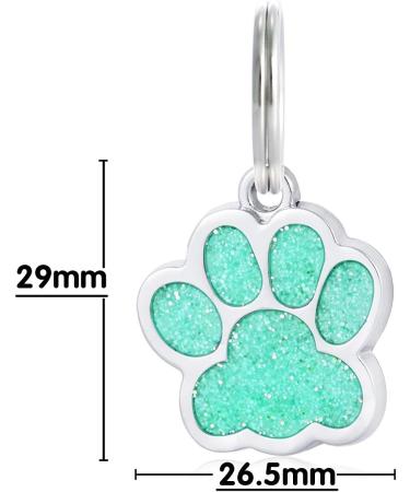 Paw Print Dog Tag with Engraving - Personalized ID Tag for Dogs & Cats - Green Address Tag - Buy Online on GoSupps.com