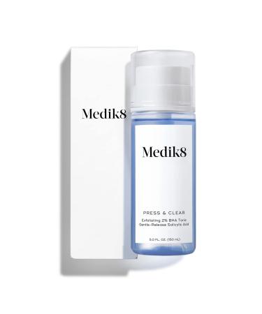 Medik8 Press and Clear - Brightening Daily Facial Exfoliant - Exfoliating BHA Toner with Gentle-Release Salicylic Acid - Fast Action on Blemishes - Supports Skin's Natural Moisture Barrier - 5 oz