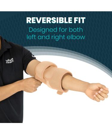 Vive Elbow Brace - Tennis Compression Sleeve for Golfers | Tendonitis Support Strap - Beige Standard - Buy Online on GoSupps.com