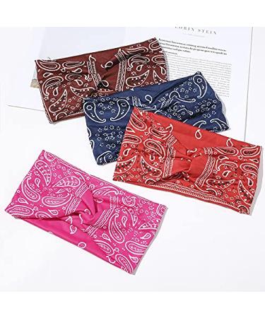 Mengloo Women s Wide Knot Printed Elastic Yoga Hairband - Stylish Sports Turban Twist Headband for Girls - International Shipping Available - Buy Online on GoSupps.com