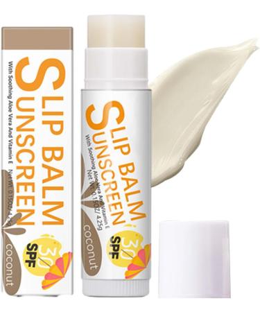 Chapstick with SPF 30 | Hydrating Lip Sunblock for Protects | Hydrating Lip Sunblock Lip Sunscreen Travel Size Sunscreen for Lips Lip Care Sun Protection Protects Soothes and Moisturizes Vesone #2 Coconut Flavor - Buy Online on GoSupps.com