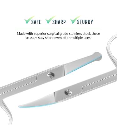 Facial Hair Scissors - Curved and Rounded for Precision Grooming - Ideal for Eyebrows, Mustache, Nose and Beard Trimming - Safe for Eyelashes and Ear Hair - Small Grooming Scissors for Women & Men - Buy Online on GoSupps.com