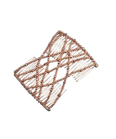 Ladies Magic Beads Stretchy Hair Comb Double Slide Clip Hairpin Hair Styling Accessory Golden Durable and Attractive