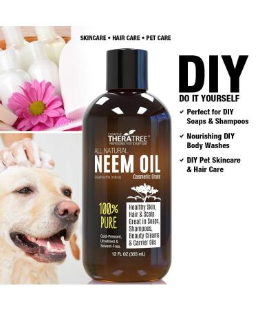 Oleavine Neem Oil 12 oz - TheraTree | Pure & Organic Solution for Skin and Hair Care - Buy Online on GoSupps.com