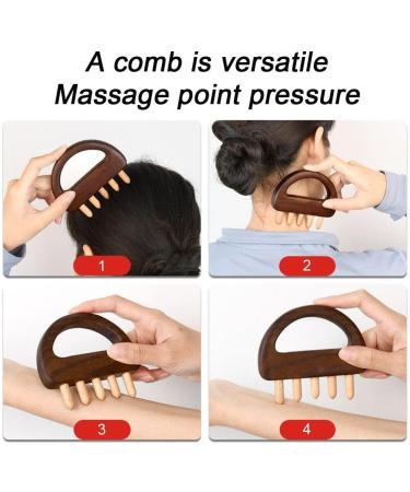 Wooden Scalp Massager - Handheld Relaxation Tool with 5 Combing Tips | Multifunctional Head Massage Comb for Full Body Use Legs & Neck - Buy Online on GoSupps.com