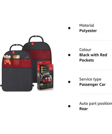 Royal Rascals Car Seat Kick Mat Protector & Kid's Back Seat Organiser - Set of 2 - Waterproof Upholstery Protection & Stain-Resistant Car Organisers - Accessories for Baby & Toddler Car Rides (Black) - Buy Online on GoSupps.com