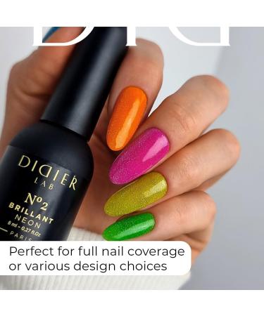Didier Lab - Premium UV Gel Nail Polish - Brillant Neon No4- Gel Nail Varnish - Nail Art - Long-Lasting High Gloss Wear - Gel Nail Polish - Gel Nails - Glitter Gel Nail Polish - Rich Pigment - 8ml - Buy Online on GoSupps.com