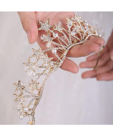 JWICOS Star Rhinestone Princess Crown Gold for Women & Girls | Wedding Bridal Party Accessory - Buy Online on GoSupps.com