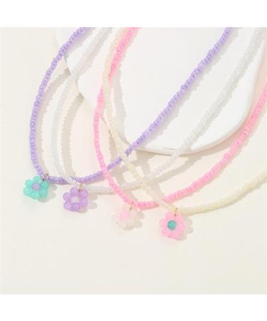 Shop Oralgos 4 Colorful Rocailles Pearl Flower Choker Necklace | Adjustable Handmade Jewelry for Women & Girls - Buy Online on GoSupps.com