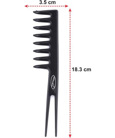 Fine Lines Twin Tailed Rake Comb - Hair Detangling & Shower Comb for Afro, Wet, Curly Hair - Antistatic Black Plastic - Buy Online on GoSupps.com