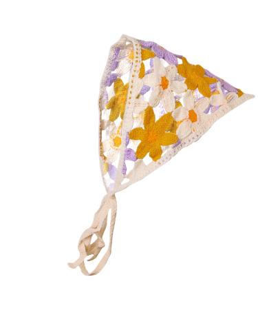 Knit Headbands For Women | Floral Crochet Head Scarf Bandanas Headbands - Bandana Headband Tie Knitted Headscarf Hair Bandanas For Women Girls Head Kerchief B One Size