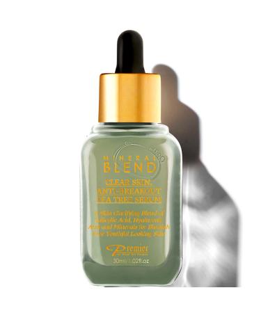Clear skin Anti-breakout Tea Tree serum for face and acne with Vitamin C Salicylic Acid Hyaluronic Acid and Minerals for blemish free youthful looking skin 1.02 Fl.Oz