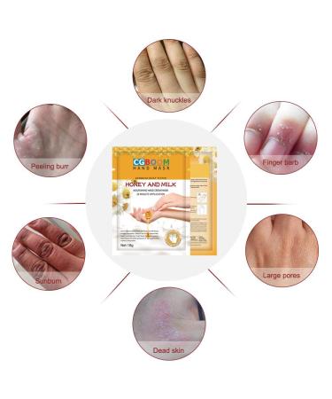 CGBOOM Moisturizing Hand Masks - 3 Pairs Collagen & Vitamin Infused Gloves for Dry Aging Cracked Hands | Honey & Milk Extracts - Buy Online on GoSupps.com