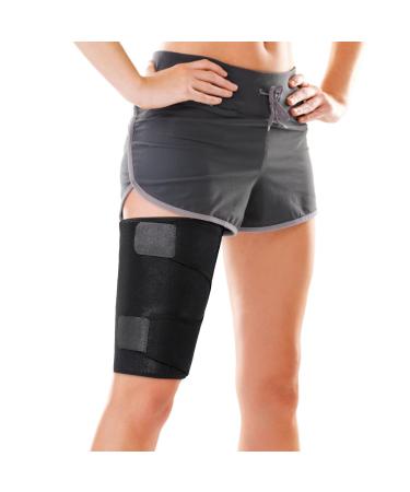 Thigh Brace Thigh Support Thigh Compression Sleeve with Adjustable Strap Neoprene Non Slip Hamstring Quad Wraps for Pulled Groin Muscle Sprains Quadricep Tendinitis Workouts one Size Fit Most