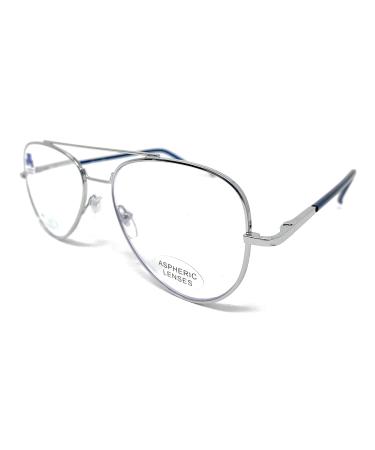 Blue light filter reading glasses anti blue light. Computer glasses metal pilot for men women gamer glasses venice silver +2.50