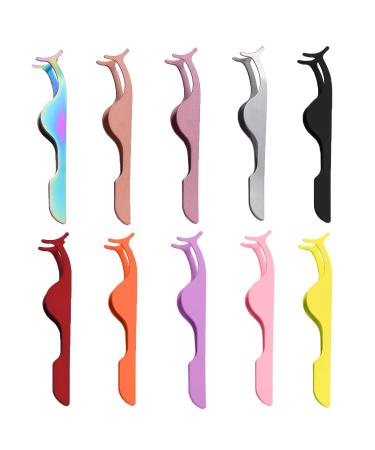 TorSor 10 Pack Eyelash Clipper Applicator Tool Portable False Eyelashes Clip Stainless Steel Fake Eye Lash Holder Beauty Makeup Cosmetic Remover Tweezers Nipper for Adjust Removal and Repair