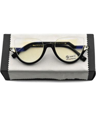 KDOQ Semi Rimless Blue Light Blocking Glasses for Women - Rhinestone Anti Eyestrain UV Protection Computer Glasses - Stylish & Comfortable Black Frames - Buy Online on GoSupps.com