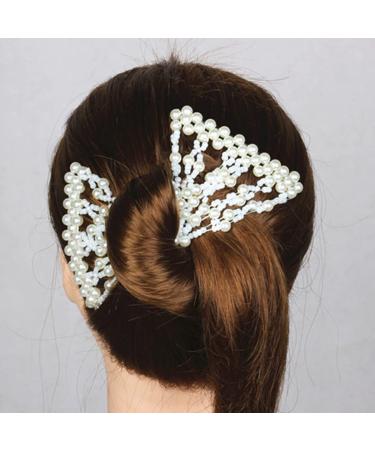 FXBLING Beads Hair Combs Double Clips - White Hair Accessory for Women and Girls - 9 x 7.5 cm - Buy Online on GoSupps.com