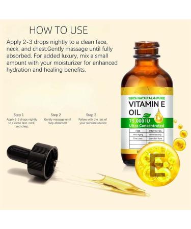 Vitamin E oil 60 ml pure and organic vitamin E oil for skin face hair nails and scars intensive care for dry skin antiaging moisture and regeneration 75000 IU 1 - Buy Online on GoSupps.com