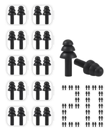 20 Pairs Silicone Ear Plugs - Individually Wrapped with Carry Case - Reusable Waterproof Hypoallergenic Noise Reduction Earplugs for Swimming Snoring Sleeping Shooting Travelling (Black) - Buy Online on GoSupps.com