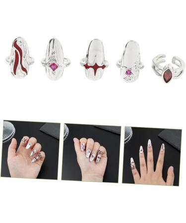 Healeved 5 Sets Nail Ring Jewelry Finger Tip Jewelry for Red Jewelry Nail Decor Nail Jewelry Girl Jewelry Jewels for Nails Nail Tip Ring Rings Ring Decor Zinc Alloy White - Buy Online on GoSupps.com