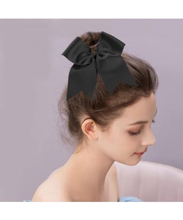 CN Large Cheer Bow 8 Girls Ponytail Holders Jumbo Teams | Black Elastic Hair Ties for Competition Sports - Cheerleaders Hair Bows Accessories - Buy Online on GoSupps.com