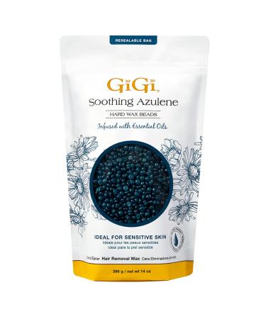 GiGi Hard Wax Beads, Soothing Azulene Hair Removal Wax for Sensitive Skin, 14 oz 14 Ounce (Pack of 1) Azulene Wax Beads