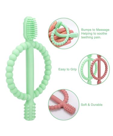 Buy BPA-Free Baby Biting Toys - 2 Pack Silicone Teething Rings for Kids Gum Massage - Bright Green & Caramel - Buy Online on GoSupps.com