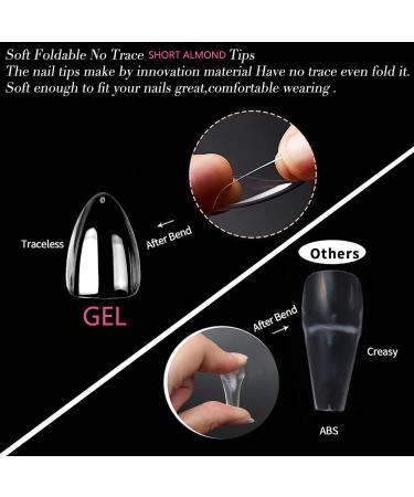 UNA GELLA Short Almond Gel Nail Tips - 360pc Clear Press on Nails for Nail Extension DIY Salon - Short Almond Shape with Full Acrylic - 15 Sizes - Buy Online on GoSupps.com