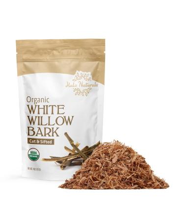 Halo Naturals Organic White Willow Bark 4 oz Cut & Sifted (Salix alba) USDA Certified | Resealable Pouch| Packaged in The USA (4 Ounces (Pack of 1)) 4 Ounce (Pack of 1)