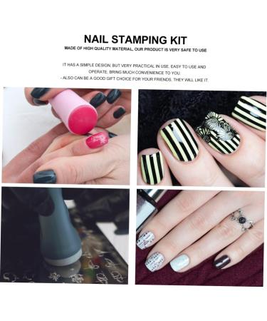 Ipetboom 4 nail art printer nail stamp seal nail set set Accessories die nail polish manicure printer game set mold kit stamp suite nail stampers for kids polish tool plastic 6X3cm Transparent Color - Buy Online on GoSupps.com