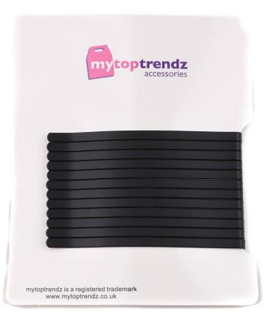 Mytoptrendz Set of 12 classic large hair clips made of strong metal hair clips (matt black 80 mm) Matt black 80 mm