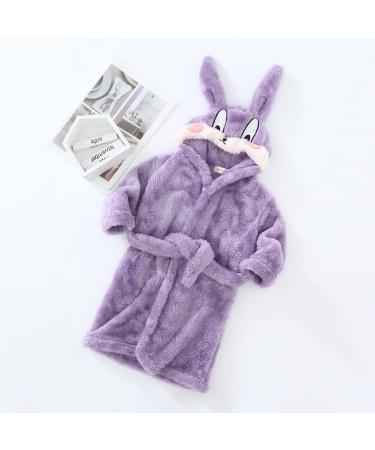 Miyanuby Soft Flannel Baby Bathrobe for Boys & Girls | Long Arm Animal Hoodie | Violet 4-5 Years | Perfect Gift for Kids - Buy Online on GoSupps.com