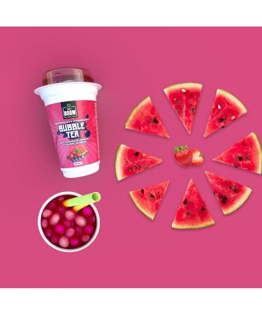 DM'S Boom Bubble Tea Watermelon & Strawberry Bubble Tea With Popping Blueberry Flavored Bubbles 250 ml (Pack of12) - Buy Online on GoSupps.com