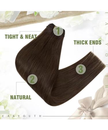 Easyouth Double Weft Human Hair Extensions 12 Inch Darkest Brown #2 | 70g 3-Weft Sew in Extensions - Buy Online on GoSupps.com