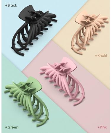 OPAUL Matte Nonslip Large Hair Claw Clips for Women - Strong Hold Styling Accessories (4 Pack) Pink Green Khaki Black - Buy Online on GoSupps.com