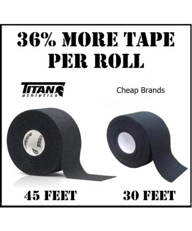 Titan Athletics 12 Pack - Premium Black Athletic Tape 1 1/2 Inch x 45 Feet - 100% Cotton with Zinc Oxide - Easy Tear Zig Zag Design - Buy Online on GoSupps.com