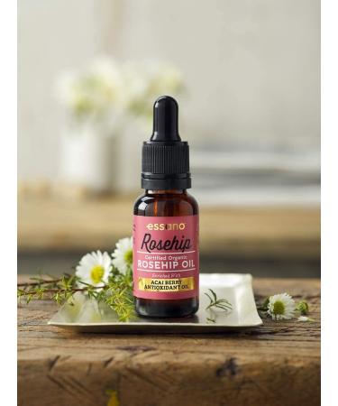 Essano Certified Organic Rosehip Oil with Antioxidant Acai Berry - 20ml (0.67oz) | Premium Skincare for Radiant Skin - Buy Online on GoSupps.com