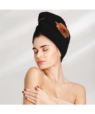Hair Towel Wrap - Quick Drying Hair Towel Turban with Button | Orange Dalia - Shop Internationally - Buy Online on GoSupps.com