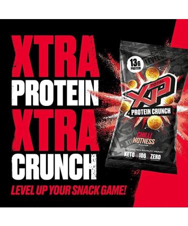 Tasty High Protein Snacks - TOTAL XP Protein Crunch CHILLI Hotness 24 Pack - 13g Protein, Low Carb, Keto Friendly, Gluten Free - Vegetarian Protein Chips (24 x 24g) - Buy Online on GoSupps.com