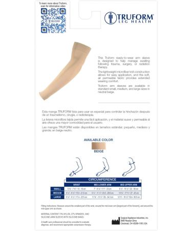 Truform Lymphedema Compression Arm Sleeve - 15-20 mmHg Post Mastectomy Support Beige Small - Buy Online for International Shipping - Buy Online on GoSupps.com