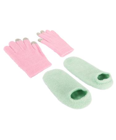 Qukaim Hydrating Gel Gloves Socks Hydrating Green Moisturizing Gel Socks & Pink Gel Gloves Set for Touch Screen Reusable Softening Repair of Dry Skin Care for Hands and Feet