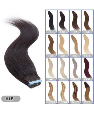 Elailite Real Hair Tape Extensions - 40 Pieces 18 (45cm) 100g Remy Human Hair #1B Natural Black - Buy Online on GoSupps.com