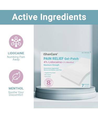ishancare Lidocaine 4% + Menthol 1% Patches 7 Count Fast Acting Maximum Strength Back Neck Shoulders Knees Elbows Pain Relief - Temporary Nerve & Joint Pain Solution 7 Count(Pack of 1) - Buy Online on GoSupps.com