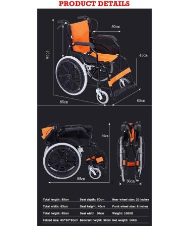 Manual Folding Wheelchair Lightweight Self-Propelled Wheelchairs Travel Elderly Disabled Portable Scooter Trolley Foldable Backrest (Color : A) - Buy Online on GoSupps.com