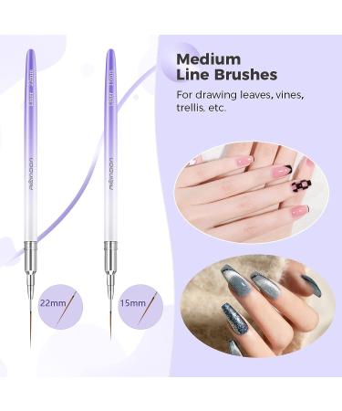 Raindon Nail Art Liner Brushes - Metal Handle Design Pen for UV Gel Polish Painting - Purple&White - Buy Online on GoSupps.com