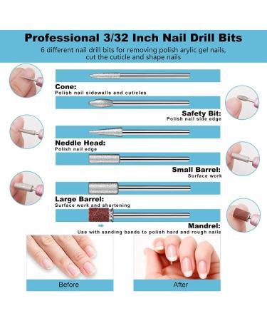 Nail Drill Bits Sanding Bands Set - #80#120#180 Coarse Fine Medium Grit Efile Sand for Acrylic Gel Nails - Electric File Nail Bits 3/32 Inch - Cuticle Manicure Pedicure Tool - Buy Online on GoSupps.com