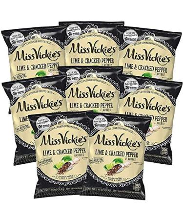 Miss Vickie's Lime & Cracked Pepper Kettle Cooked Potato Chips, 1.375 oz Bags (Pack of 8) 1.37 Ounce (Pack of 8)